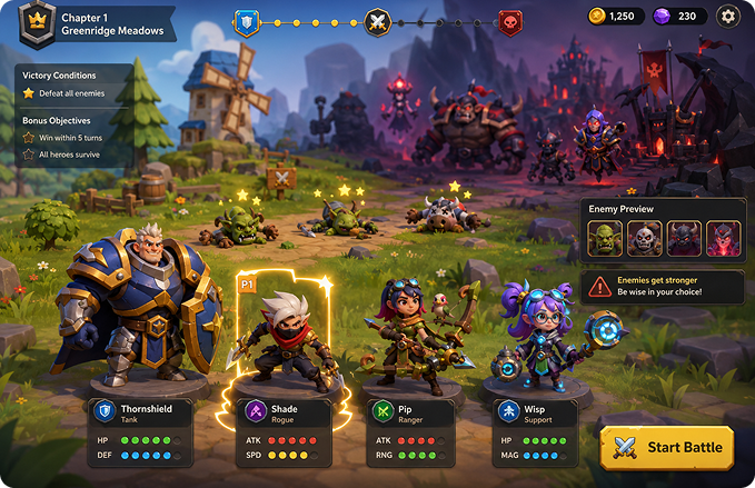 Game UI — battle in progress